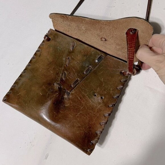 Vintage Brown Leather Shoulder Bag Purse - Picture 6 of 11